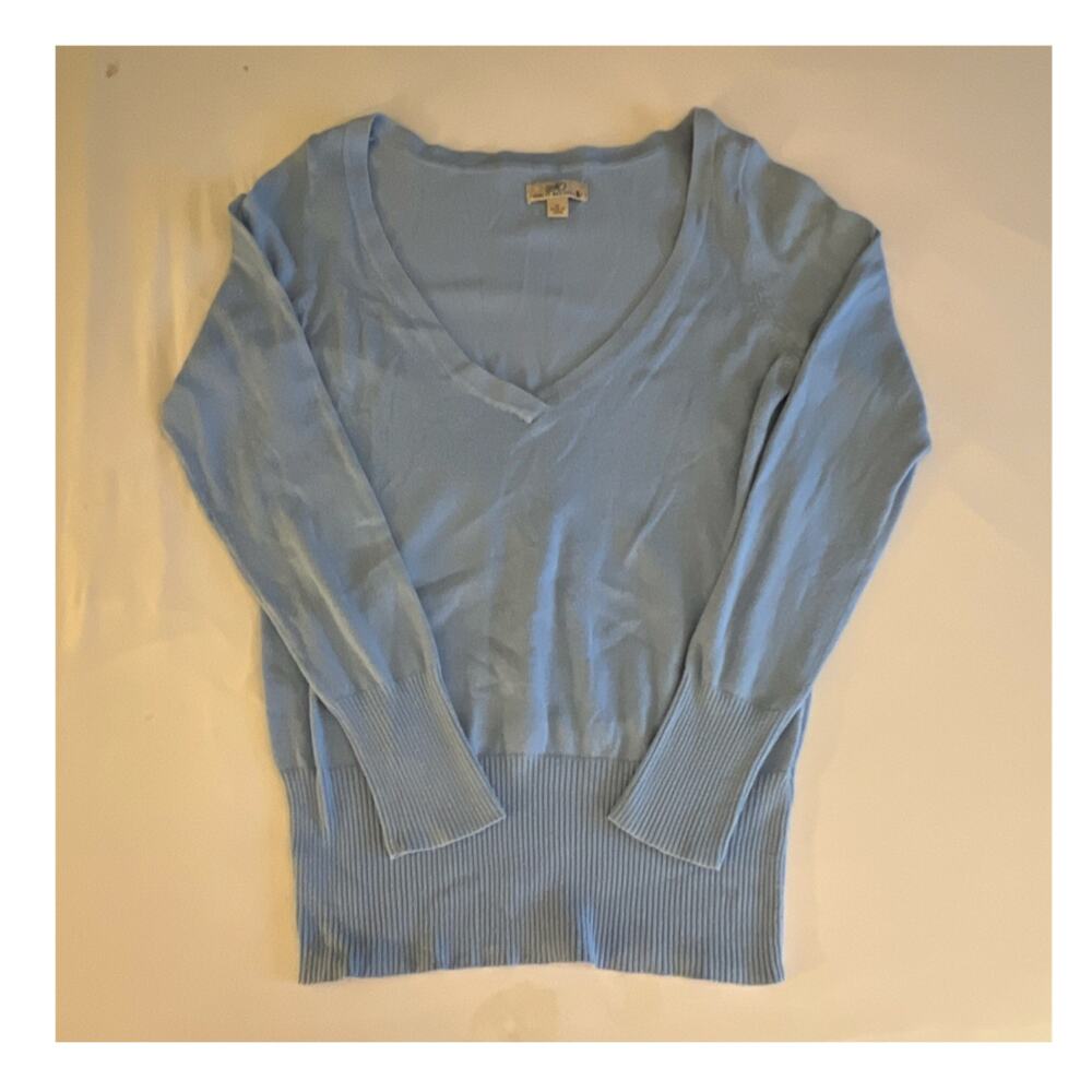 SO wear it declare it Knit Pullover Sweater Blue V-Neck Long Sleeve Size M